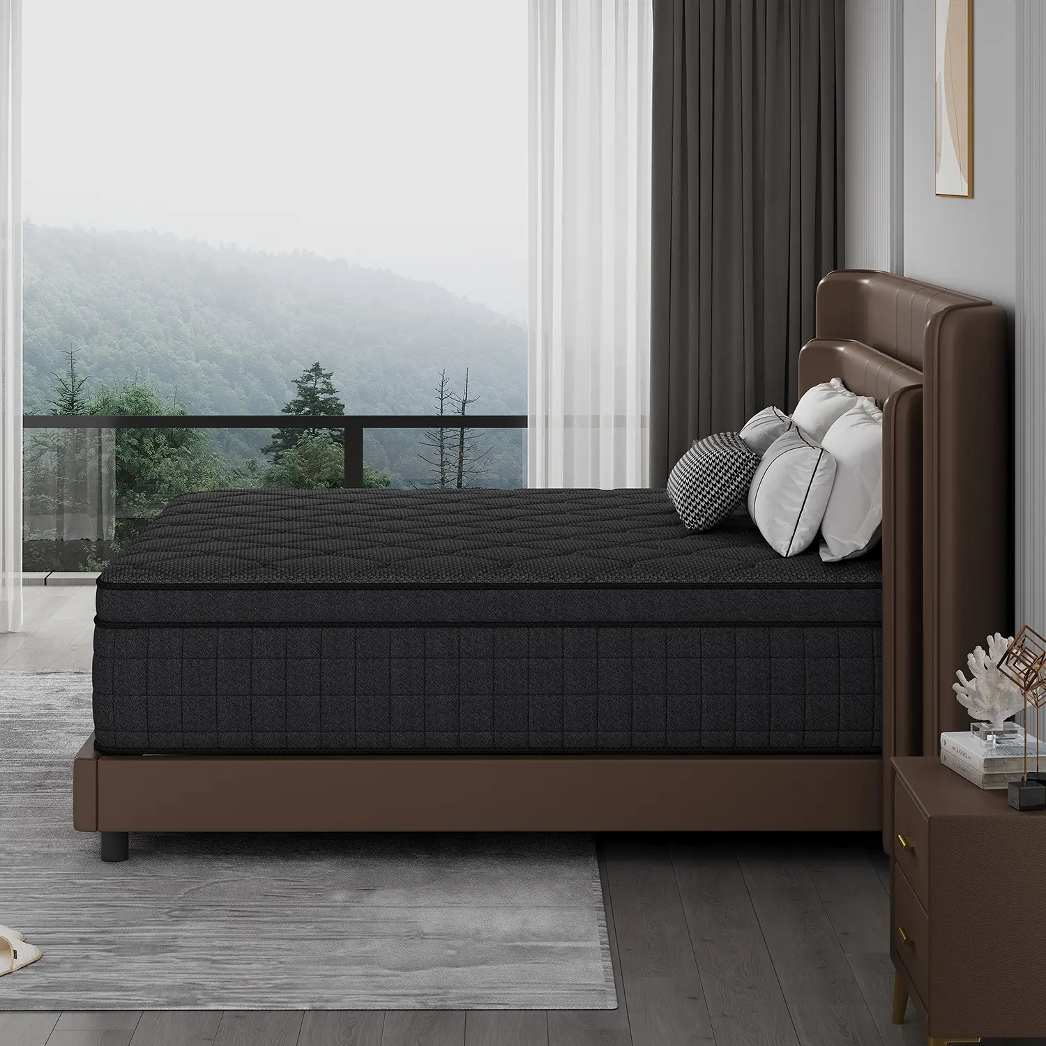 Colchón Híbrido de 8/10/12/14 Pulgadas – Twin, Full, Queen, King, Espuma Viscoelástica y Resortes, Firmeza Media, Soporte Lumbar, Ideal para Hogar, Habitaciones y Hoteles, Empaquetado en Caja, Regalo de Halloween o Navidad, Diseño Ergonómico, Moderno