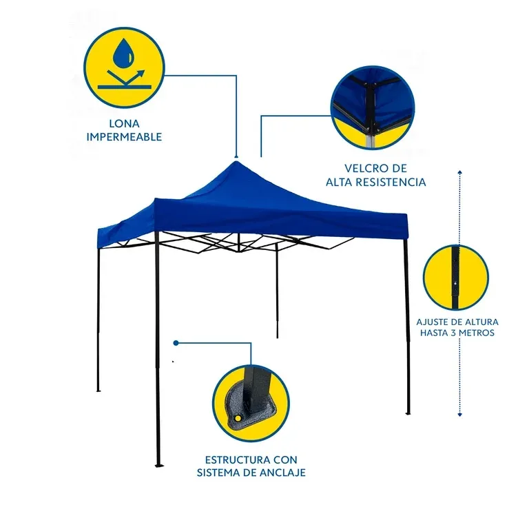 Carpa Toldo Plegable 3x3 Impermeable y Reforzado Toldo Plegable Reforzado