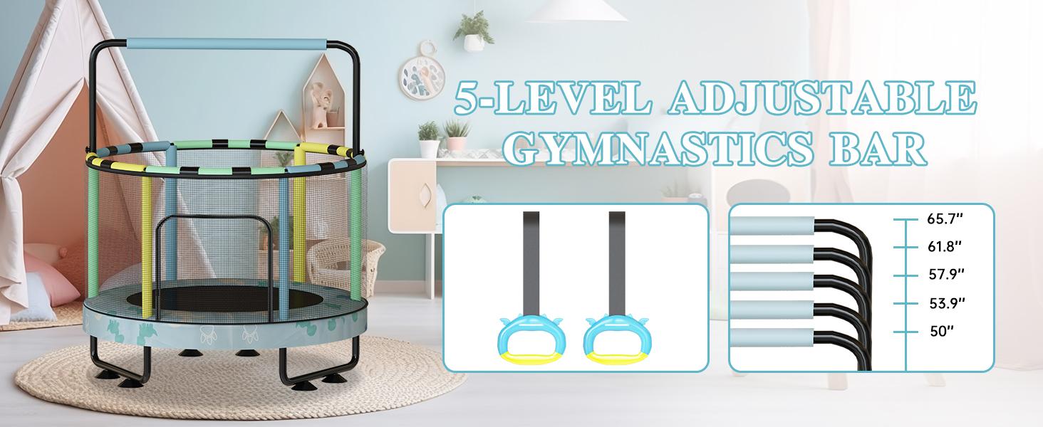 Lamerge Mini Round Trampoline for Kids 7-in-1 Toys Indoor Outdoor with Basketball Hoop Swing Hanging Rings Ocean Balls Sandbag Dartboard Inflatable Trampoline Gift for Boys Girls Multifunctional Safety Standards excellent gift for Christmas and New Year