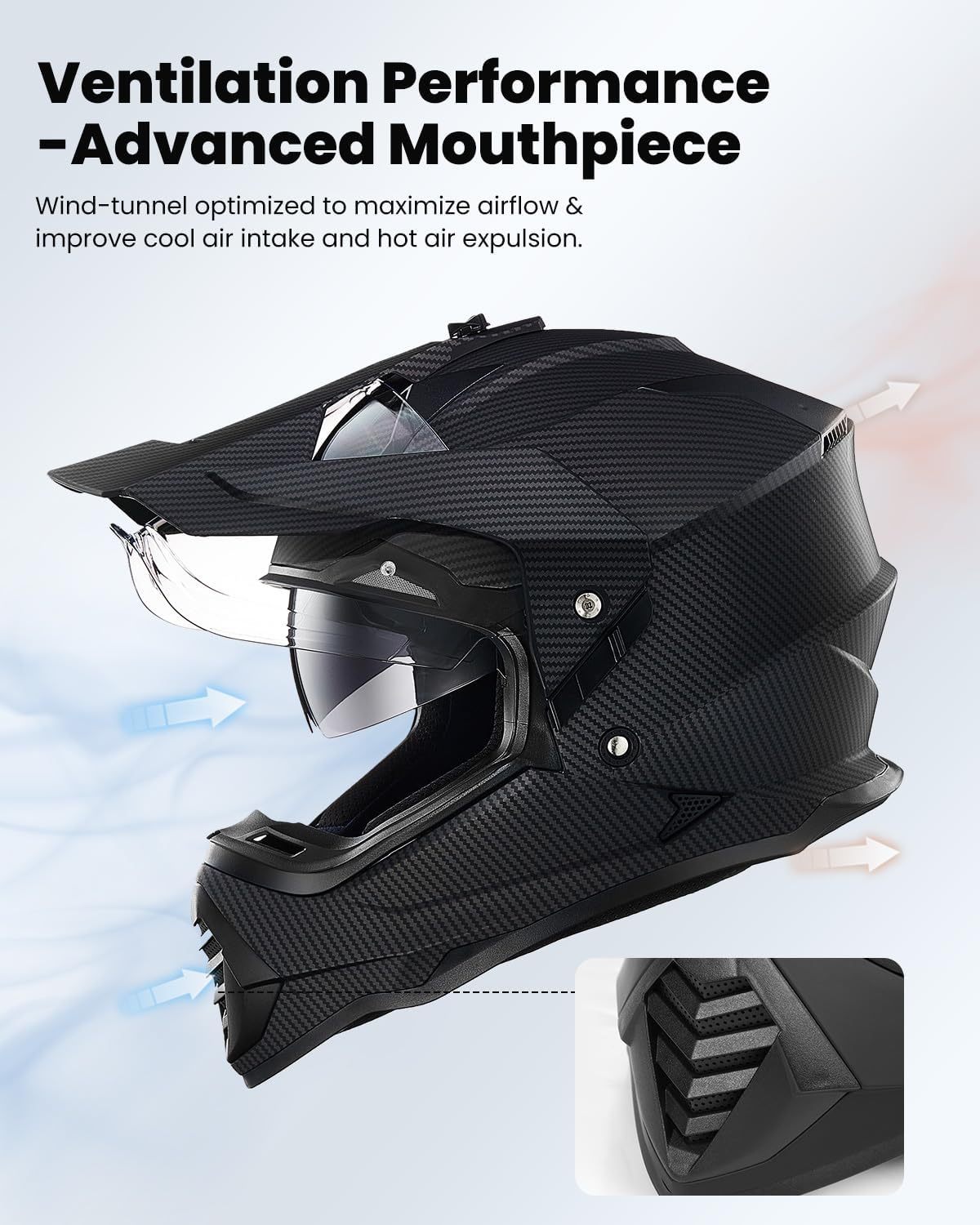ILM - Casco de motocicleta de aventura doble deportivo compatible con Pinlock, visera para motos de nieve, ATV y todoterreno, modelo WS902