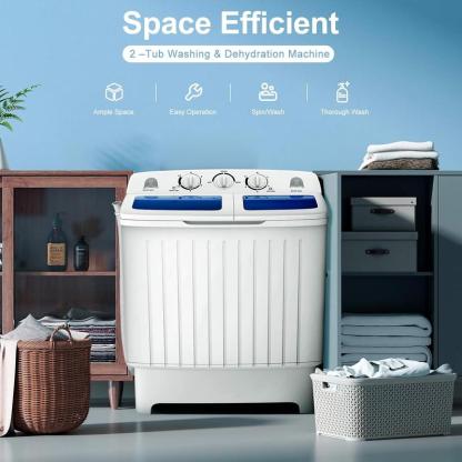 Lavadora portátil, mini lavadora de dos tinas de 13/20/22/26 lb con bomba de drenaje, lavadora y secadora compactas semiautomáticas, combinación de lavadora y secadora portátil para apartamentos, dormitorios, casas rodantes y campamentos.