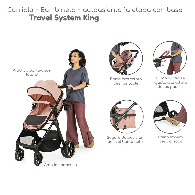 Carriola para Bebé convertible a Bambineto y Autoasiento Sistema De Viaje D'Bebé Travel System
