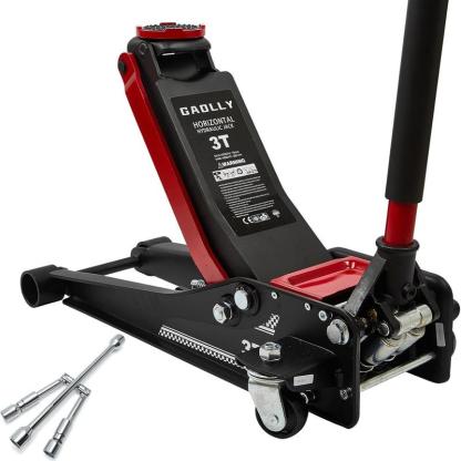 Gato hidráulico de piso de perfil bajo 3 toneladas – Levantamiento rápido, doble pistón, rango 8.5–50 cm, certificado GS, herramienta automotriz para reparación de coches-1001/HY