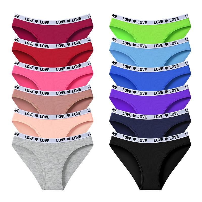 HOTCOM Women's Cotton Hipster Briefs 12-Pack Soft Breathable Fabric Everyday Fit Lingerie Style Athletic & Bridal Basics Activewear