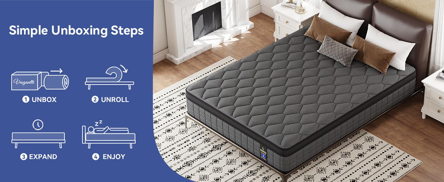 【ENSHUI】12/14 Inch Twin, Full, Queen, King Mattress Memory Foam And Spring, Hybrid MattressMedium Firmness,  For Home Rooms Hotels, Boxed Halloween ChristmasGift Furniture Ergonomic queen size mattress Interior Modern
