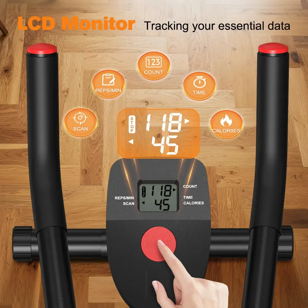 Máquina de Ejercicio Abdominal Ajustable – Con Monitor LCD, Protección de Rodillas, Plegable para Abdomen, Brazos y Glúteos, Entrenador de Core y Abdominales para Gimnasio en Casa