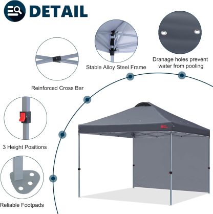 MasterCanopy - Tienda de campaña emergente Duradera Ez con 1 Pared Lateral (3 x 3 m, Negro)