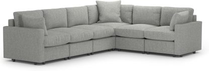 MODISOFA - Sofá Sala Esquinera Modular con Otomano | 6 Plazas | Gris Claro | + Pillow Pack | Fácil de Ensamblar y Adaptable | Envío Gratis