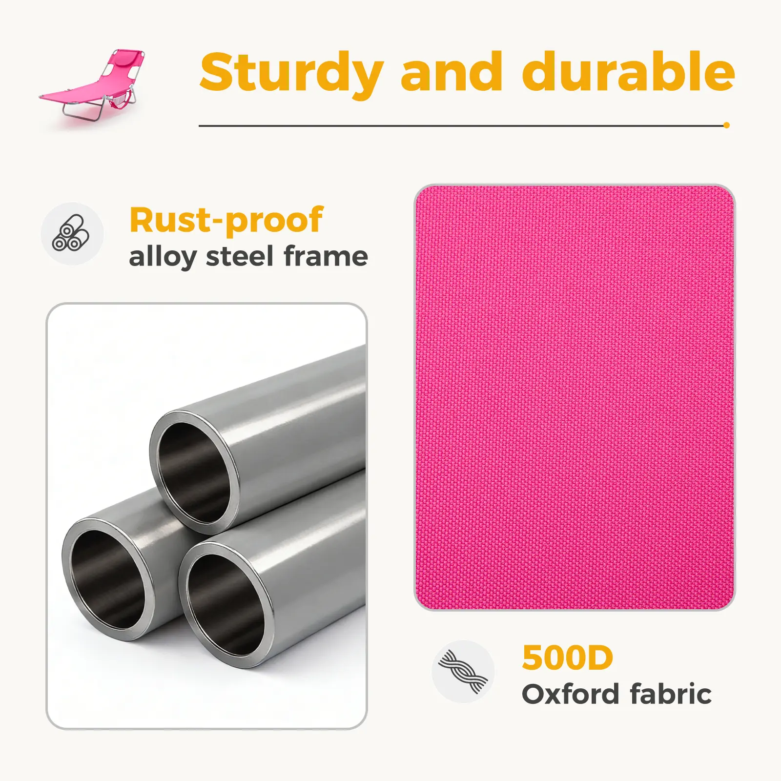 Silla Reclinable Plegable y Ajustable – Silla de Playa Portátil con Correas de Mochila y Bolsillo Lateral para Exterior, Patio, Alberca o Jardín