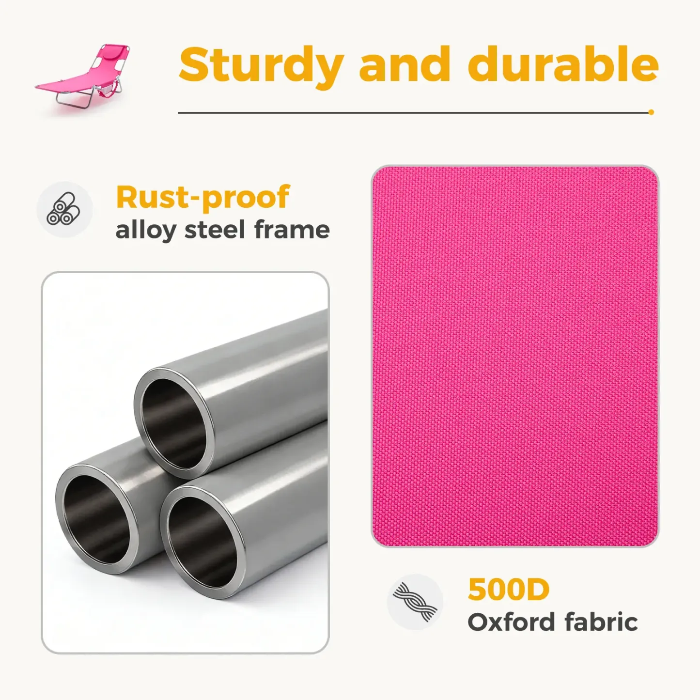 Silla Reclinable Plegable y Ajustable – Silla de Playa Portátil con Correas de Mochila y Bolsillo Lateral para Exterior, Patio, Alberca o Jardín