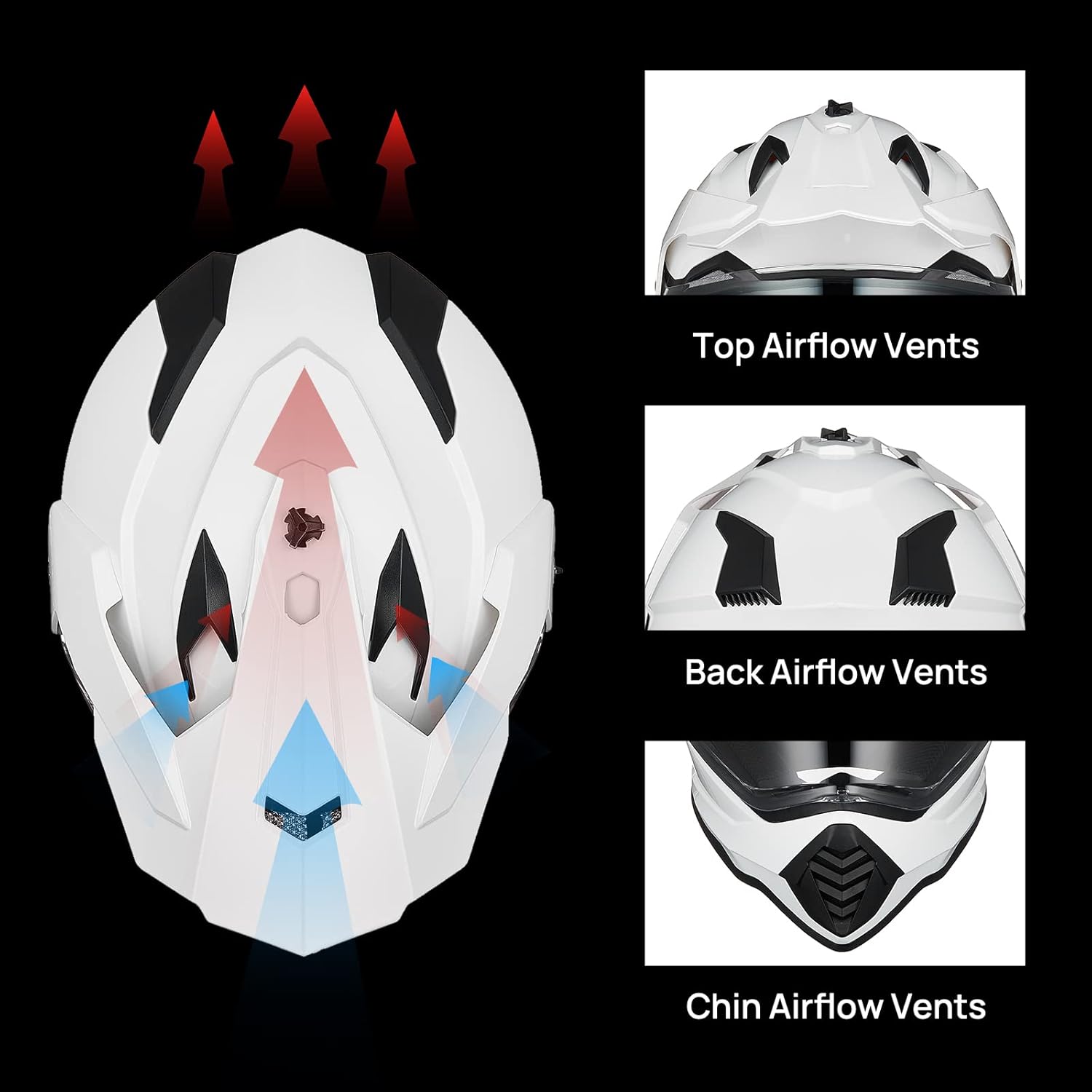 ILM - Casco de motocicleta de aventura doble deportivo compatible con Pinlock, visera para motos de nieve, ATV y todoterreno, modelo WS902
