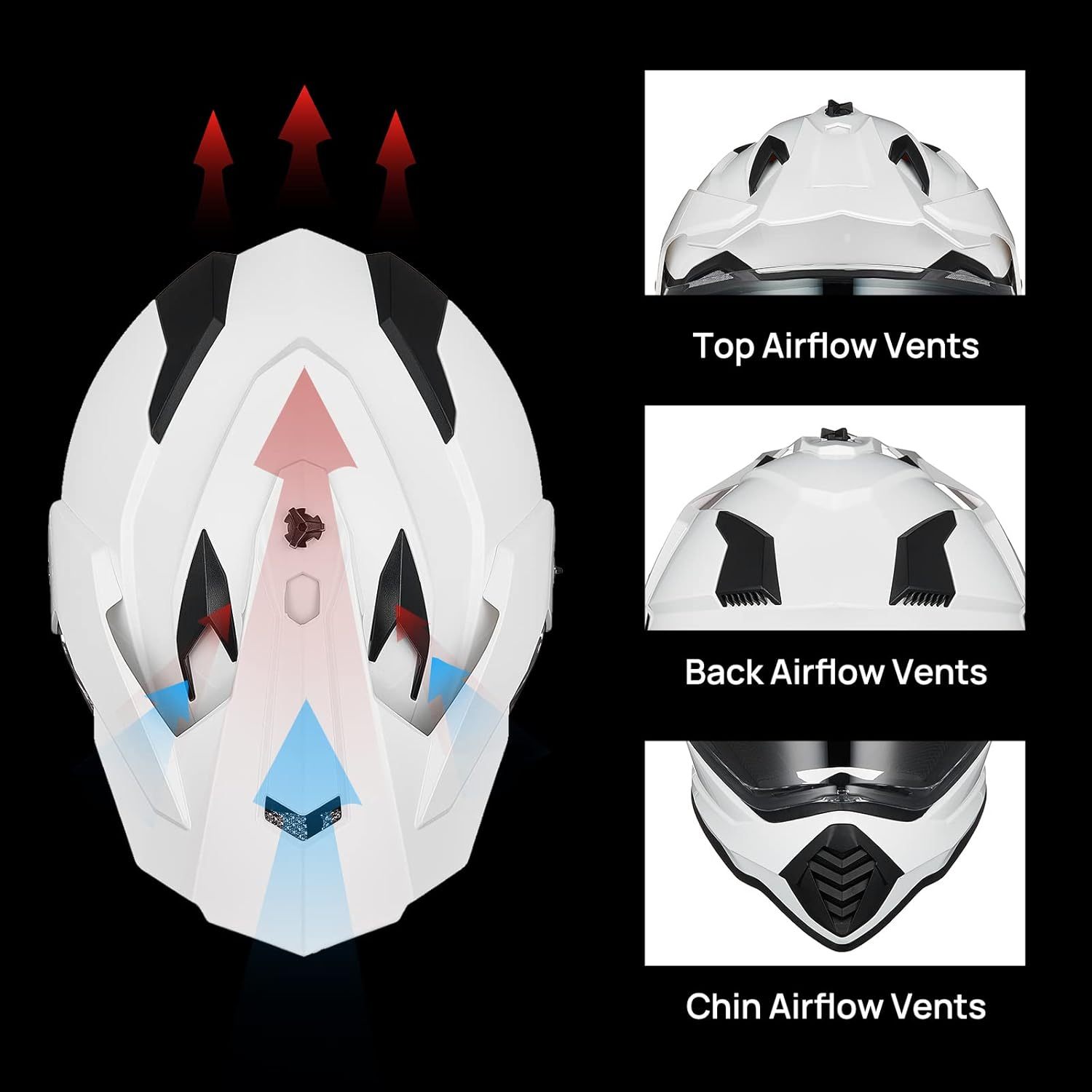 ILM - Casco de motocicleta de aventura doble deportivo compatible con Pinlock, visera para motos de nieve, ATV y todoterreno, modelo WS902