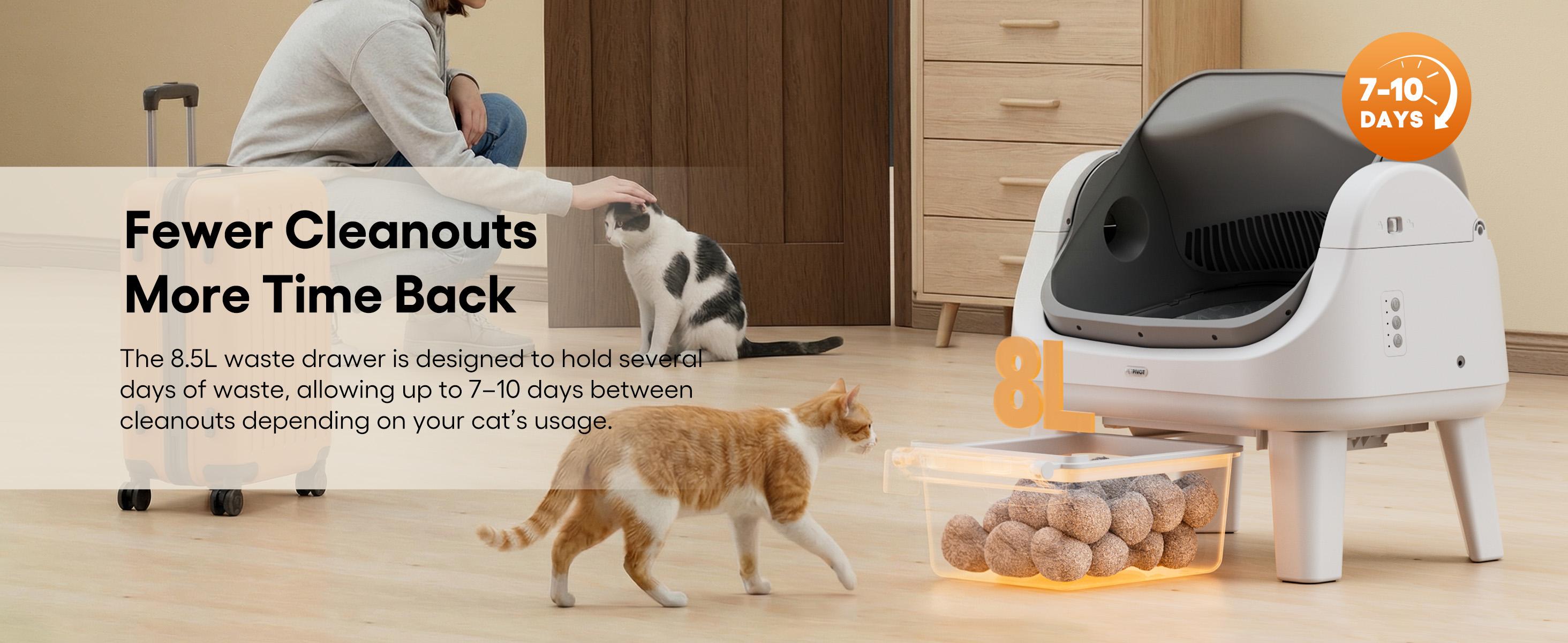 PetPivot AutoScooper 12 Open-Top Self-Cleaning Cat Litter Box &ndash; Sealed Waste Drawer, Includes Trash Bags & Entry Step