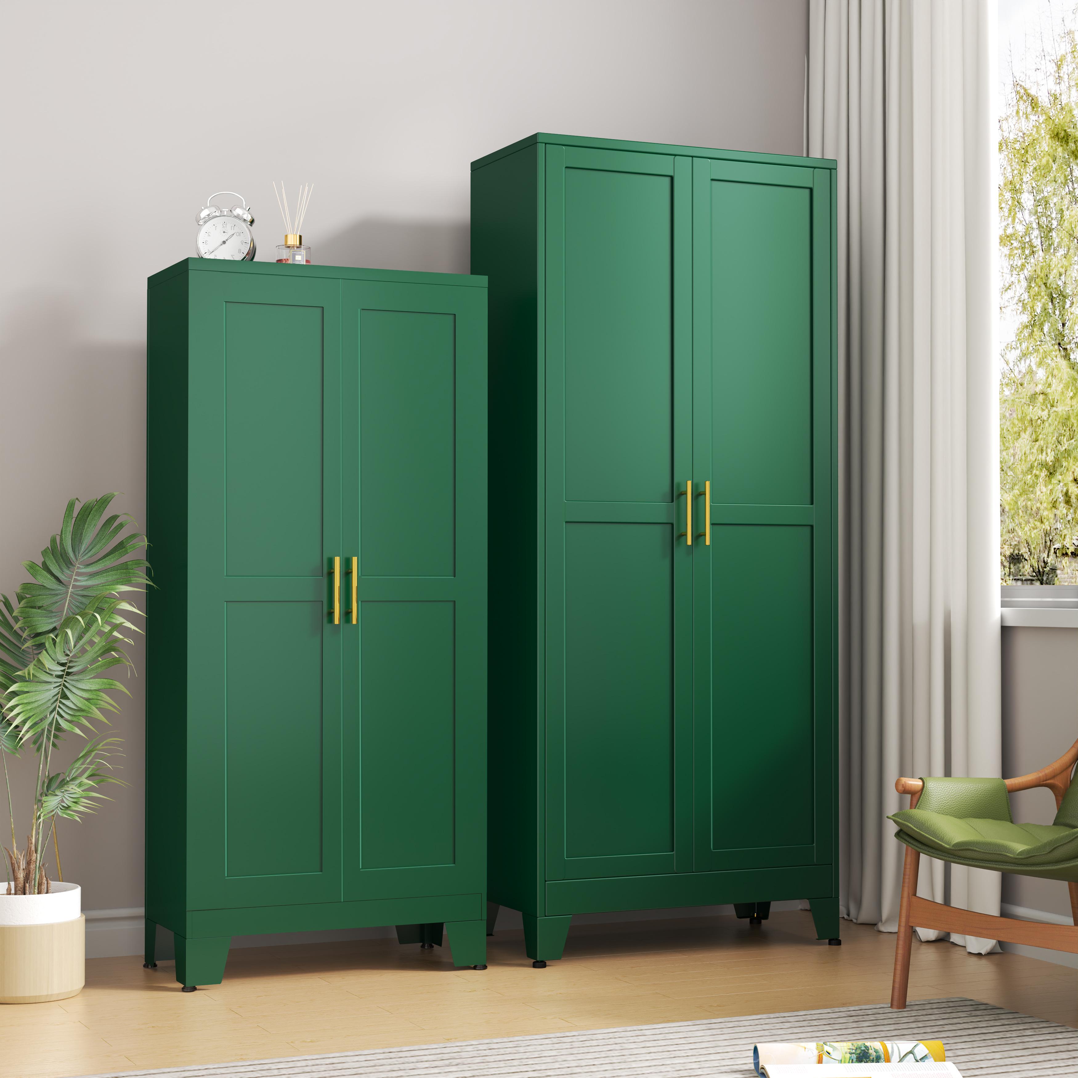 75.2" Tall Pantry Cabinet, Kitchen Pantry Storage Cabinets with 2 Door and 5 Adjustable Shelves, White Metal Pantry Storage Cabinet, Cupboard for Kitchen, Dining Room, Living Room and Bathroom Organizer