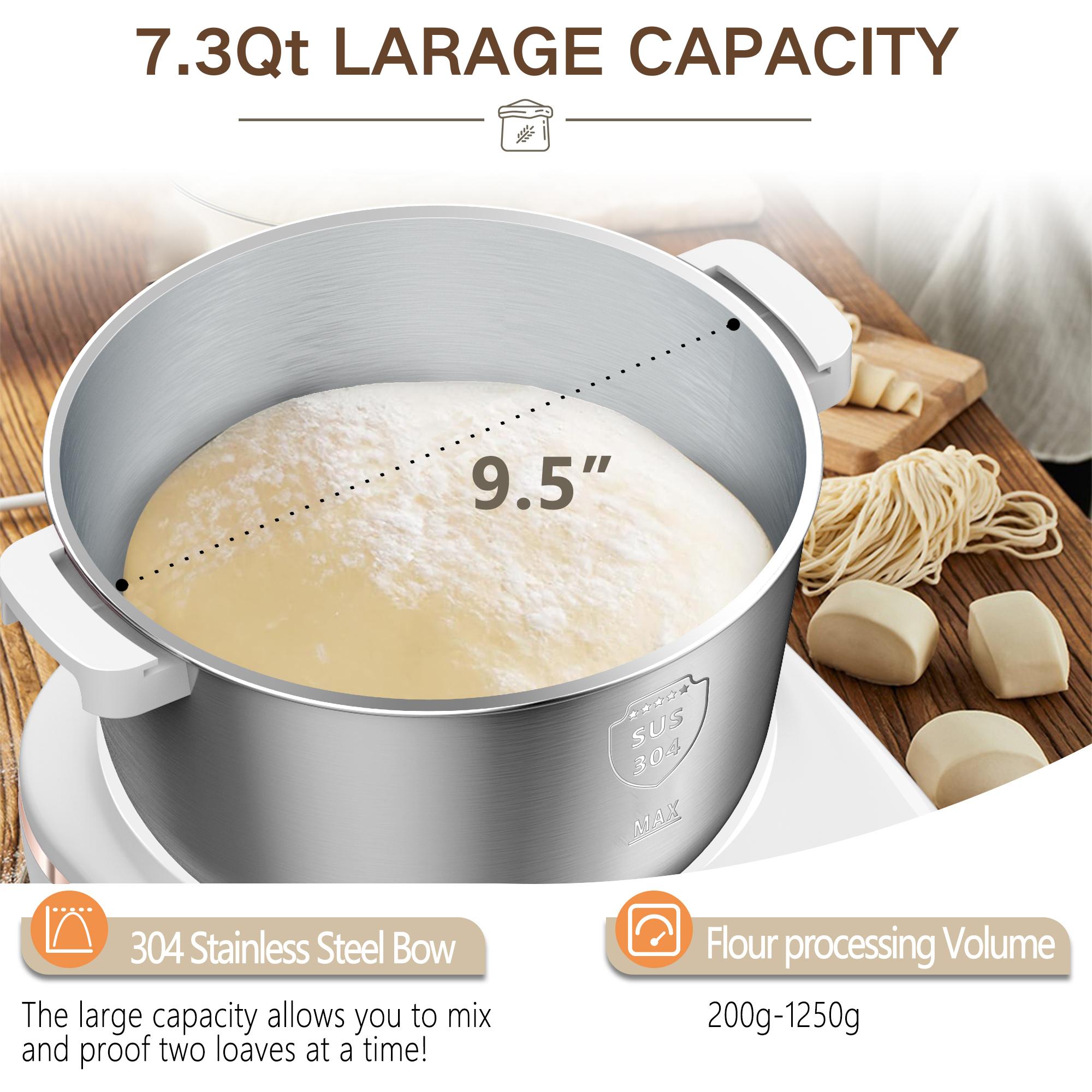 AIZIYO DoughChief 7Qt Electric Dough Mixer with Ferment Function, Dough Maker with 304 Stainless Steel Bowl, Microcomputer Control, Face-up Touch Panel, Easy To Clean for Bread & Pizza