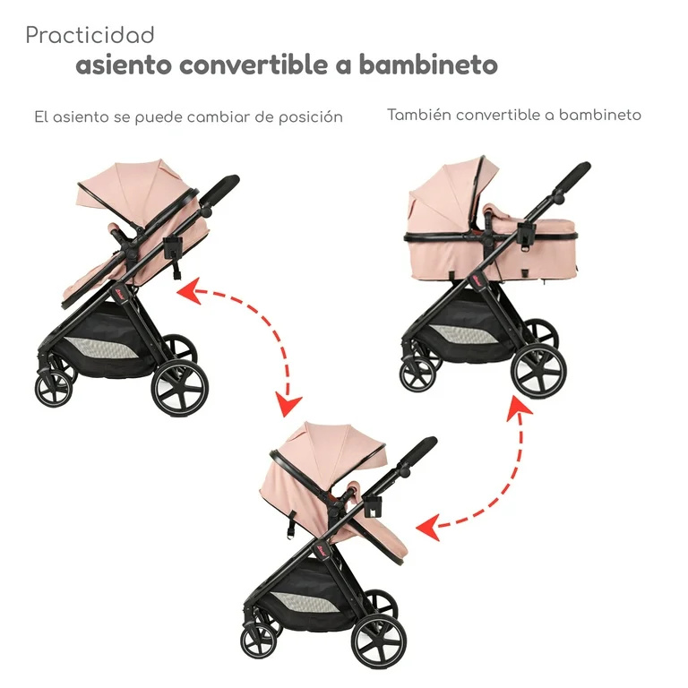 Carriola para Bebé convertible a Bambineto y Autoasiento Sistema De Viaje D'Bebé Travel System