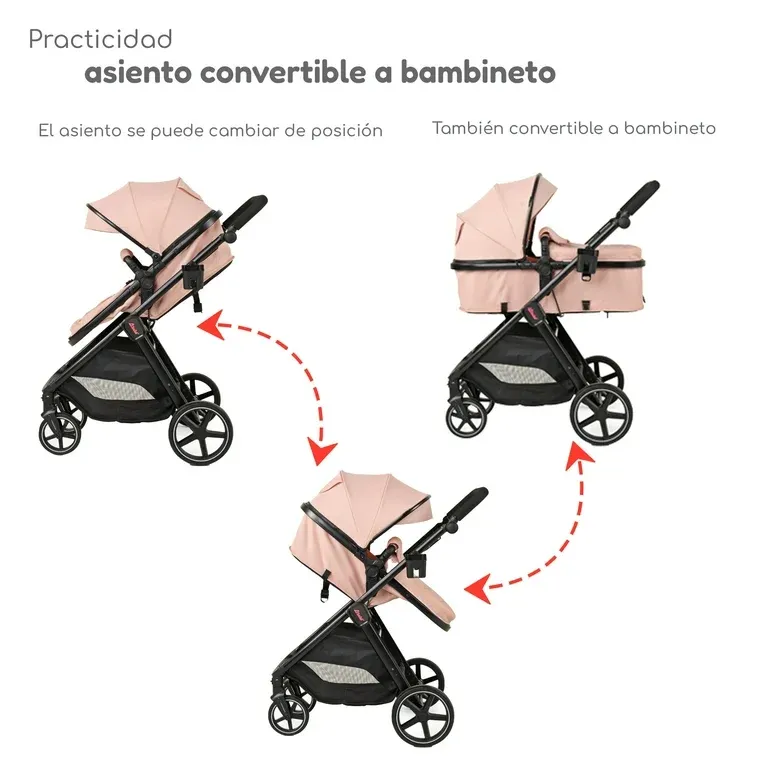 Carriola para Bebé convertible a Bambineto y Autoasiento Sistema De Viaje D'Bebé Travel System