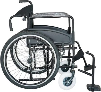 VANLIG Silla de Ruedas Manual Plegable Todo Terreno | Ligera y Resistente hasta 120 kg | Compacta para Transporte | Asiento Ergonómico y Reposapiés Abatibles | Ideal para Adultos y Personas Mayores