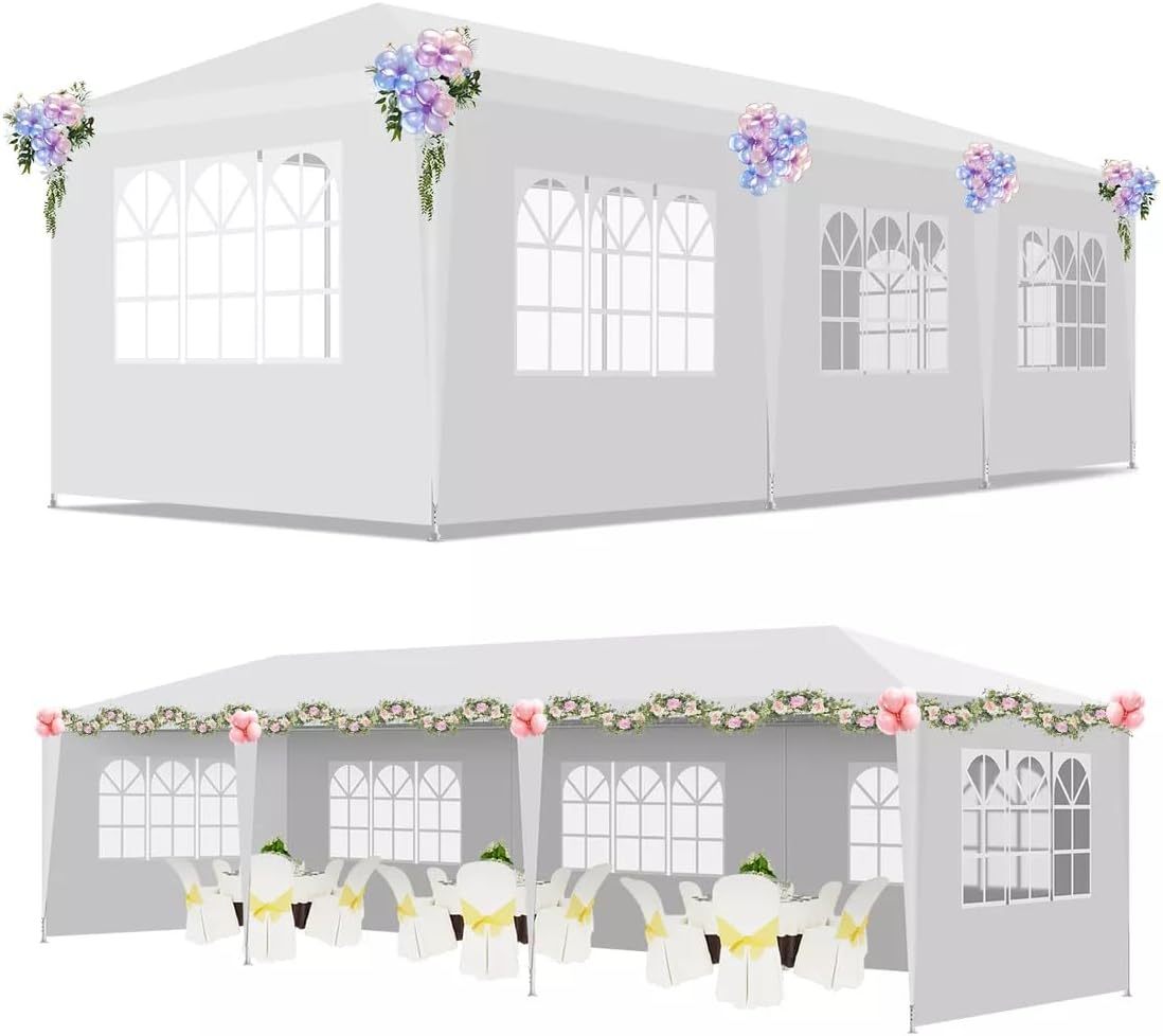 EEGVUY Carpa Toldo con Paredes Laterales Extraíbles, 3x9M Tienda de Fiesta Impermeable, con Ventanas para Eventos en el Patio y Jardín