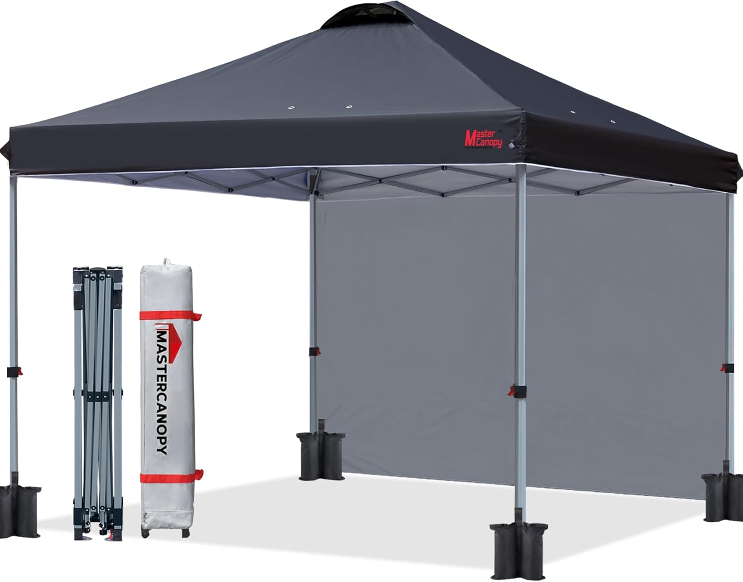 MasterCanopy - Tienda de campaña emergente Duradera Ez con 1 Pared Lateral (3 x 3 m, Negro)