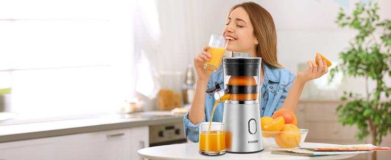 FOHERE Electric Citrus Juicer Hands Free, Orange Lime Grapefruit Juicer Squeezer, One Touch Operation, Easy to Clean Juice Maker FOHERE Electric Citrus Juicer Hands Free, Orange Lime Grapefruit Juicer Squeezer, One Touch Operation, Easy to Clean Juice Maker