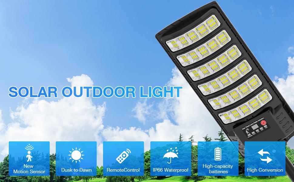 4Pack Solar Street Lights, 30000LM Outdoor Flood Light, Dusk to Dawn, IP66 Waterproof Solar Powered Parking Lot Light with Remote Control, 6500k Dimmable Security Lamp