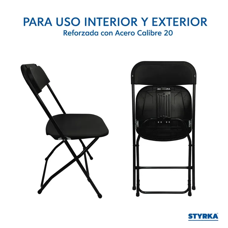 Set 10 Sillas Plegables Plastico STYRKA Uso Rudo para Eventos Exterior Jardin Fiestas