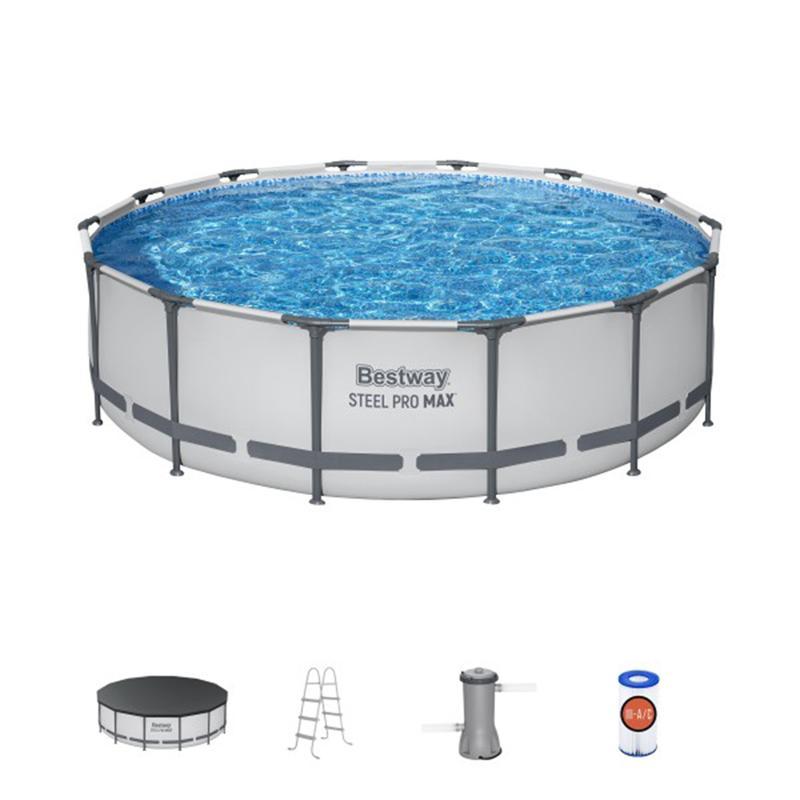 Piscina redonda desmontable Bestway Steel Pro MAX para exteriores con bomba, de 30 a 42 pulgadas de profundidad