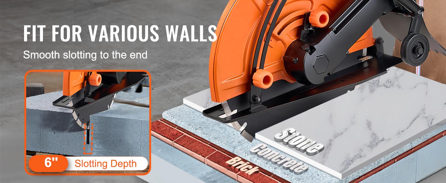 VEVOR Electric Concrete Saw, TikTokShopBlackFriday, 16 in, 3200 W 15 A Motor Circular Saw Cutter with Max. 6 in Adjustable Cutting Depth, Wet Disk Saw Cutter Includes Water Line, Pump and Blade, for Stone, Brick Construction VEVOR Super Brand Day