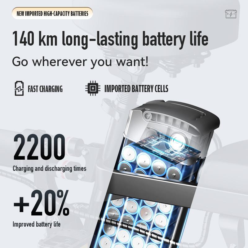Bicicleta eléctrica plegable con motor de 500 W, neumáticos de 14 pulgadas y batería de 48 V y 15 Ah. Autonomía de 30 millas. Bicicleta urbana inteligente con absorción de impactos certificada. Potencia máxima de 1000 W y autonomía de 100 km. Diseño plega
