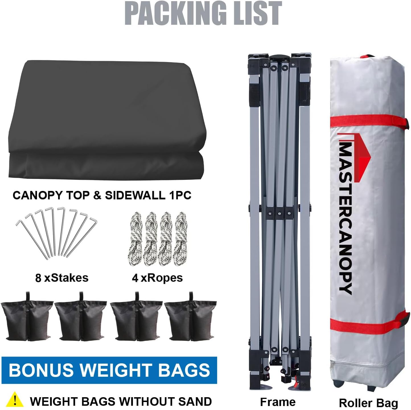 MasterCanopy - Tienda de campaña emergente Duradera Ez con 1 Pared Lateral (3 x 3 m, Negro)