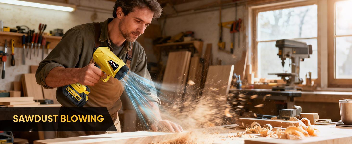 GEVEELIFE Turbo Jet Blower 200W Cordless Leaf Blower | 3 Nozzles + 2 Batteries | Super Powerful Airflow for Home & Garden/New year Gift