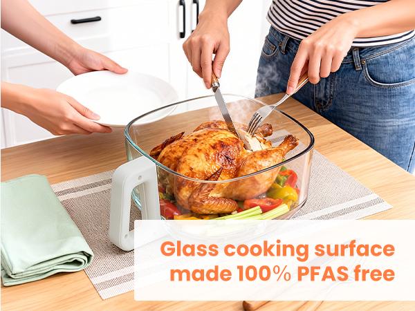 4.5 QT Glass Air Fryer - PFAS-Free & Dishwasher-Safe Basket, 8 Preset Touchscreen, 360&deg; View Cooking, for Healthy Meals in Minutes - White