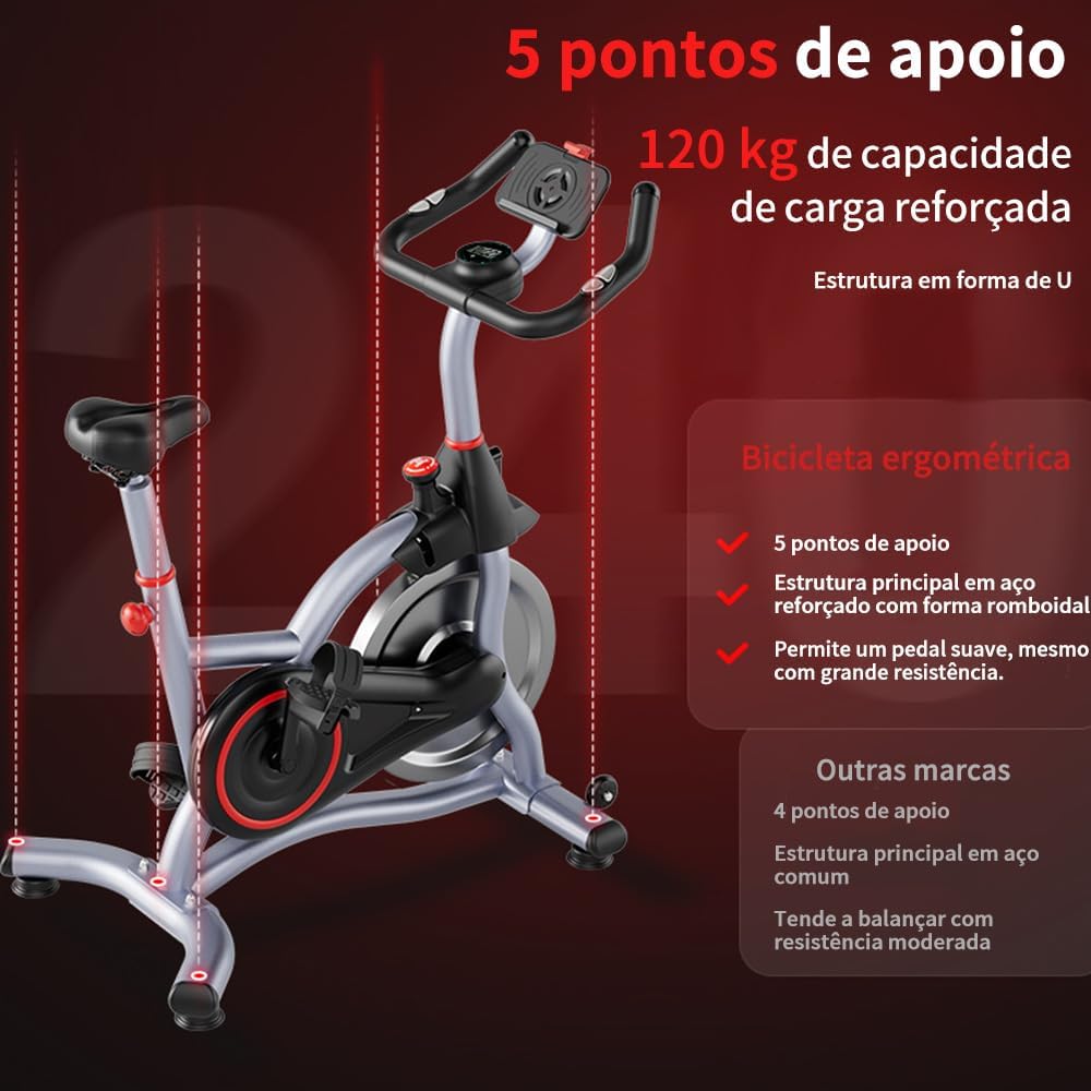 FINYQBET Bicicleta Fija，Bicicleta Estática Silenciosa con Pantalla LCD y Resistencia Ajustable, Soporta 120 kg, Altura Regulable en Asiento y Manillar, Ideal para Hogar y Rehabilitación Física