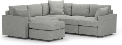 MODISOFA - Sofá Sala Esquinera Modular con Otomano | 6 Plazas | Gris Claro | + Pillow Pack | Fácil de Ensamblar y Adaptable | Envío Gratis