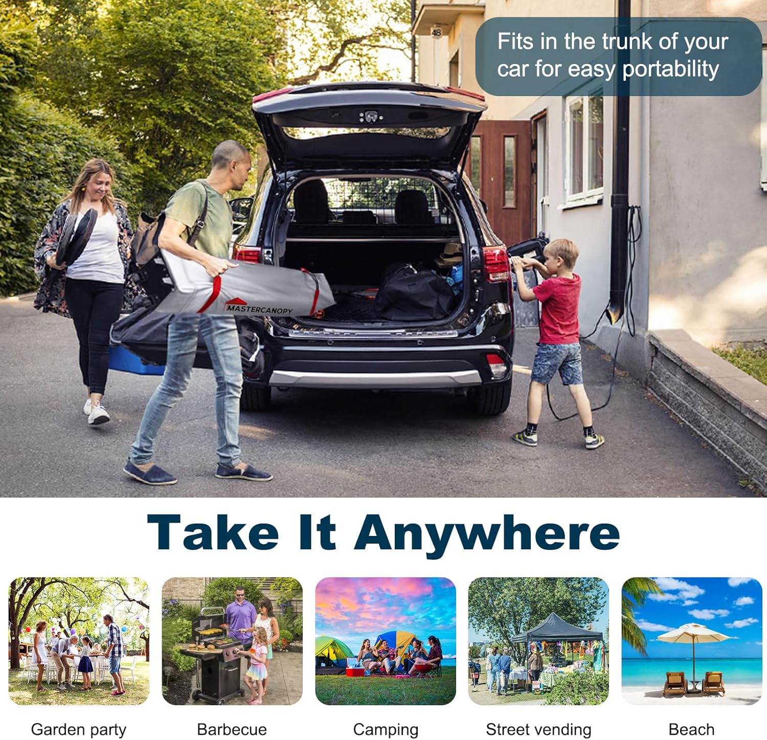 MasterCanopy - Tienda de campaña emergente Duradera Ez con 1 Pared Lateral (3 x 3 m, Negro)