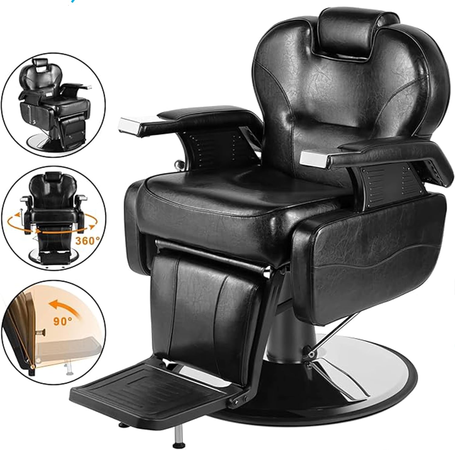 RESTSUKO Sillon Silla Barbero Barberia Estetica Peluqueria Neumatico Color Negro Forma de la Base Redonda Tipo de Respaldo Cuero