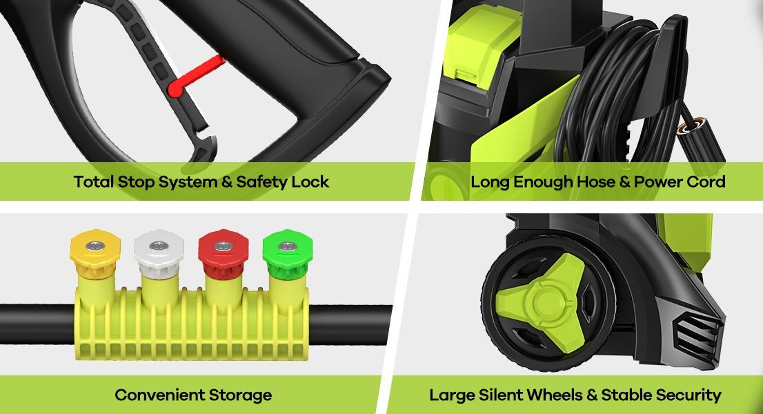 Pressure Washer, 2300 PSI 2.5 GPM High-Power with 4 Nozzles & Foam Cannon for Car, Home Cleaning & Garden Watering Perfect Gift Pressure Washer, 2300 PSI 2.5 GPM High-Power with 4 Nozzles & Foam Cannon for Car, Home Cleaning & Garden Watering Perfect Gift