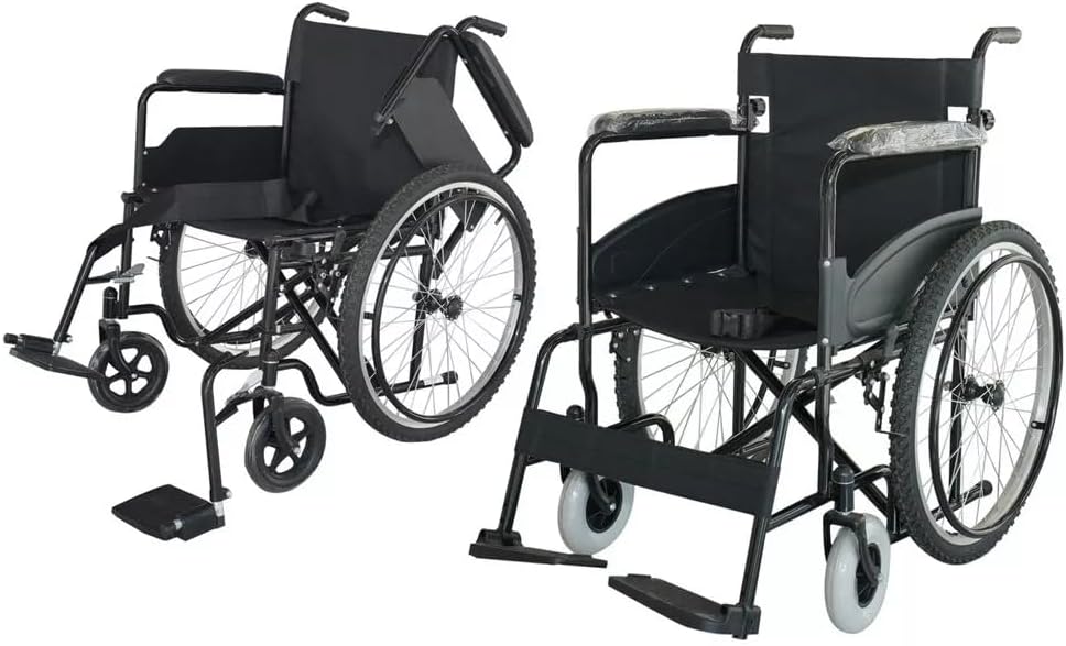 VANLIG Silla de Ruedas Manual Plegable Todo Terreno | Ligera y Resistente hasta 120 kg | Compacta para Transporte | Asiento Ergonómico y Reposapiés Abatibles | Ideal para Adultos y Personas Mayores
