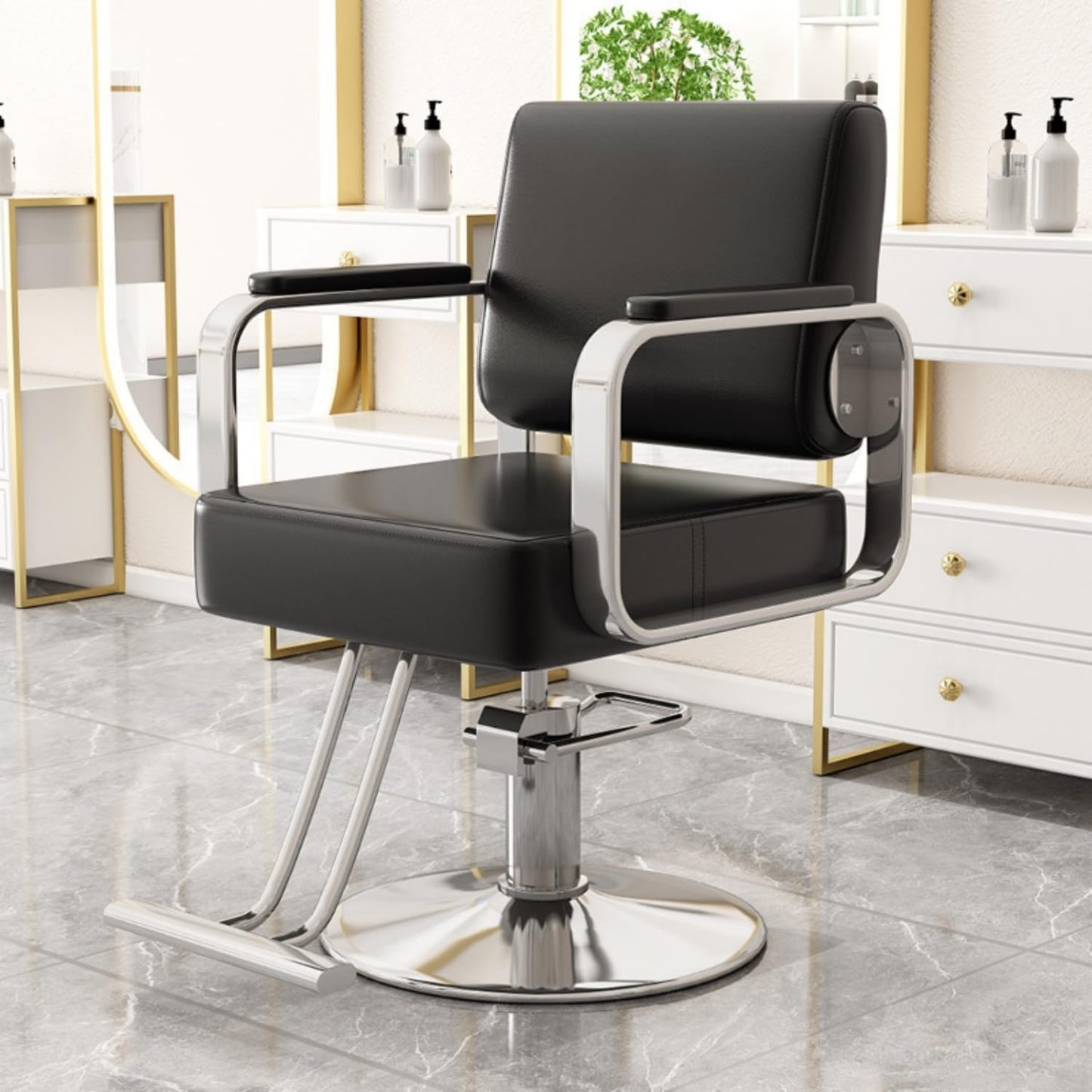 Silla de barbero reclinable para salón de Belleza Sillas de barbero giratorias de 360 Grados Estilista de peluquería Silla de salón de Tatuajes Equipo de Peinado,A,Upgrade