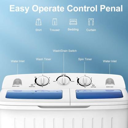 Lavadora portátil, mini lavadora de dos tinas de 13/20/22/26 lb con bomba de drenaje, lavadora y secadora compactas semiautomáticas, combinación de lavadora y secadora portátil para apartamentos, dormitorios, casas rodantes y campamentos.