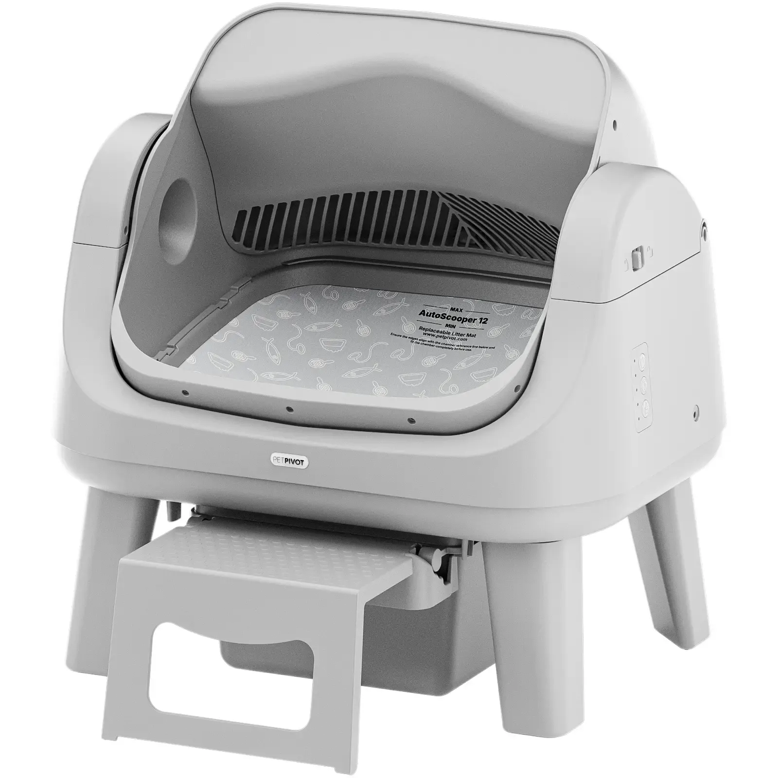 Arenero Automático para Gatos AutoScooper 12 con Tapa Abierta – Cajón de Desechos Sellado, Incluye Bolsas de Basura y Escalón de Entrada