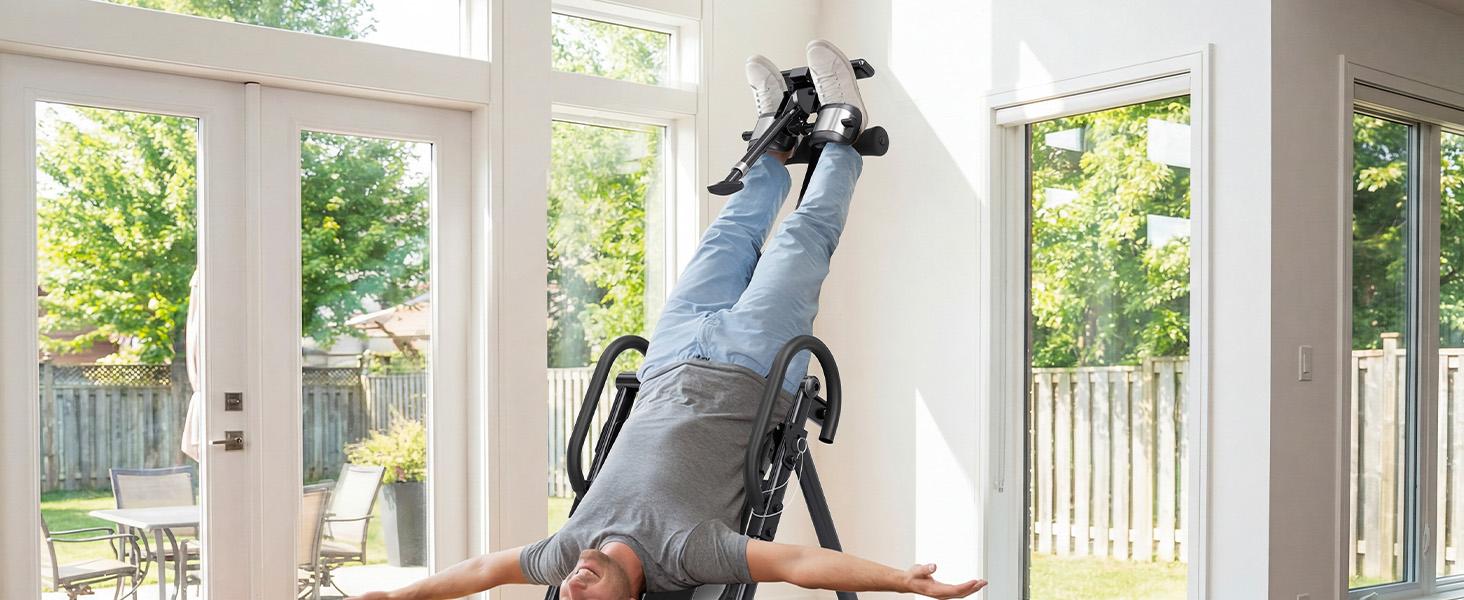 Inversion Table for Back Pain Relief, Neck Sciatica Relief, 300 lbs Weight Capacity w/Lumbar Support Comfortable Ankle Holders Easy to Assemble Back Stretcher Machine Inversion Table for Back Pain Relief, Neck Sciatica Relief, 300 lbs Weight Capacity w/Lumbar Support Comfortable Ankle Holders Easy to Assemble Back Stretcher Machine