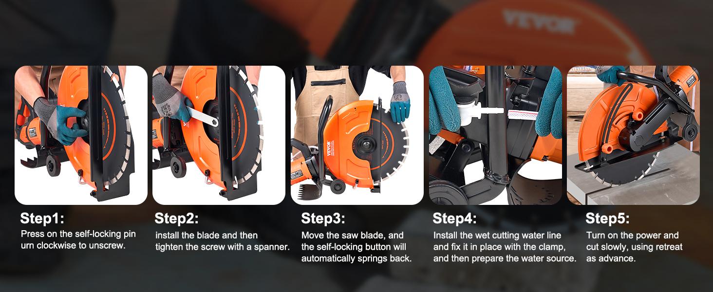 VEVOR Electric Concrete Saw, TikTokShopBlackFriday, 16 in, 3200 W 15 A Motor Circular Saw Cutter with Max. 6 in Adjustable Cutting Depth, Wet Disk Saw Cutter Includes Water Line, Pump and Blade, for Stone, Brick Construction VEVOR Super Brand Day