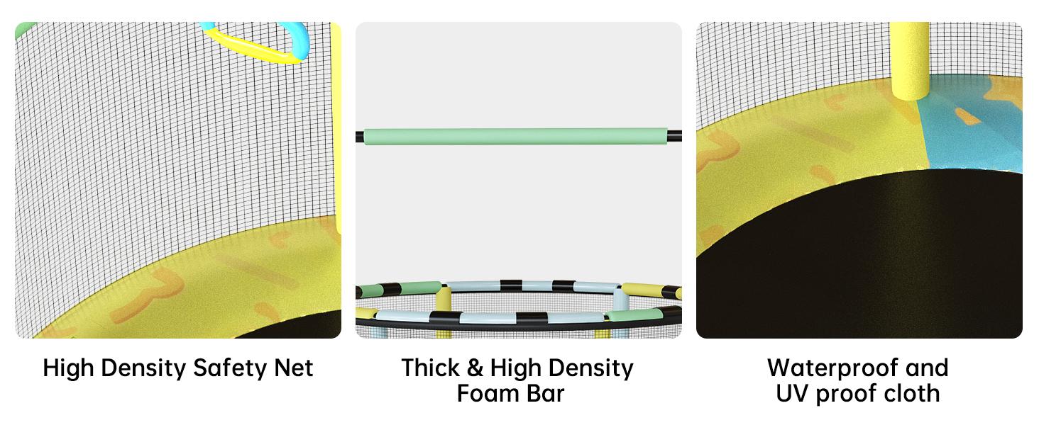 Lamerge Mini Round Trampoline for Kids 7-in-1 Toys Indoor Outdoor with Basketball Hoop Swing Hanging Rings Ocean Balls Sandbag Dartboard Inflatable Trampoline Gift for Boys Girls Multifunctional Safety Standards excellent gift for Christmas and New Year