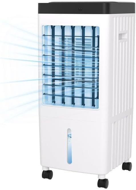 Aire Acondicionado PortatilEnfriador de Airecon Pantalla LED, con Tanque de 10L Control Remoto y Temporizador, Enfriamiento rápido de 120°，Adecuado para Hogar, Oficina