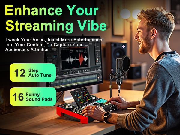 【Live Exclusive】 Tenlamp G10-P15 Mixing Sound Card Kit, customizable sound effects, two-level noise reduction, equipped with a condenser microphone, suitable for livestreaming, gaming, singing, podcasting, and more