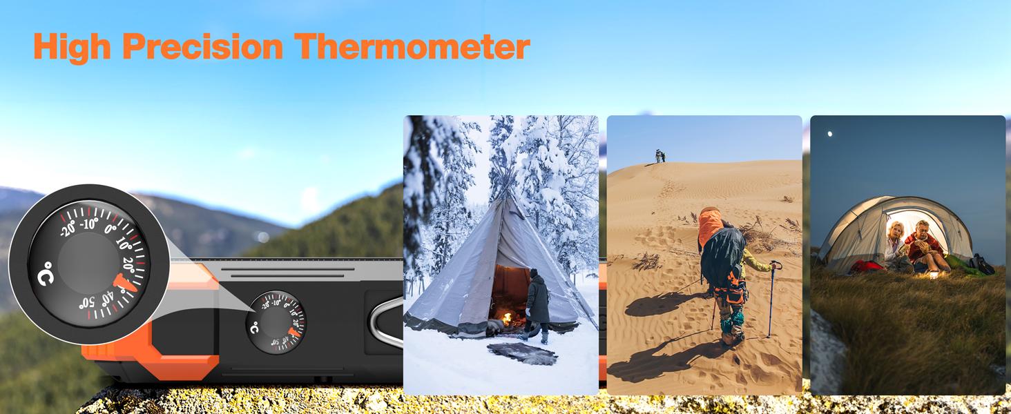 Sudrov 42800 mAh Solar Charger Power Bank Wireless Charger Built in 4 Cables 7 Outputs 15 Watts Fast Charging Power Bank for All Mobile Devices 3 Inputs Solar Portable Charger with Dual Flashlights, Carabiner and Thermometer