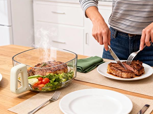 4.5 QT Glass Air Fryer - PFAS-Free & Dishwasher-Safe Basket, 8 Preset Touchscreen, 360&deg; View Cooking, for Healthy Meals in Minutes - White