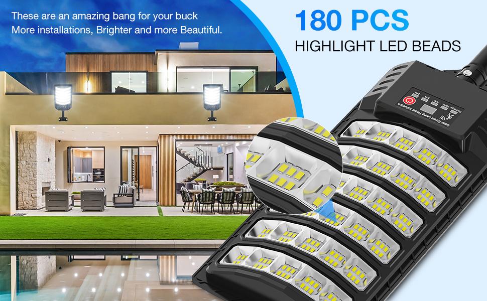 4Pack Solar Street Lights, 30000LM Outdoor Flood Light, Dusk to Dawn, IP66 Waterproof Solar Powered Parking Lot Light with Remote Control, 6500k Dimmable Security Lamp